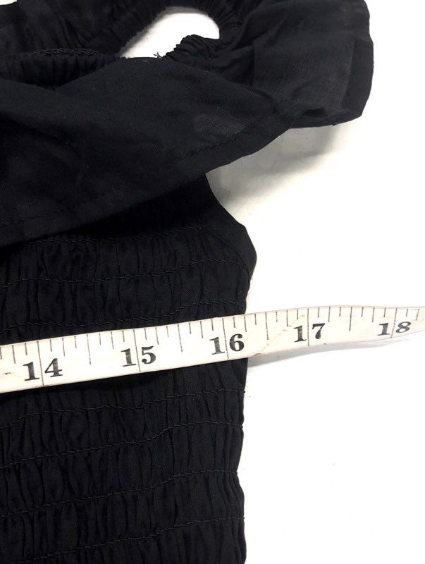 Anthropologie Women's Black Smocked Ruffle Off-Shoulder Rayon Dress Sz S NWT