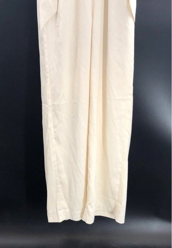 Lauren James Women's Ivory Farrah Satin Halter Wide Leg Jumpsuit Sz M NWT