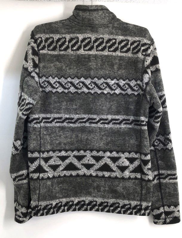 The North Face Men's Gray Geometric Pattern 1/4 Zip Fleece Pullover Sz S