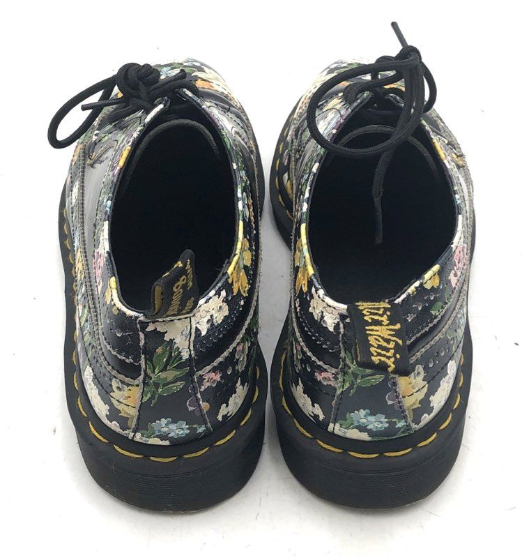 Dr. Martens 3989 Black Floral Wingtip Brogue Women's Shoes Size 10