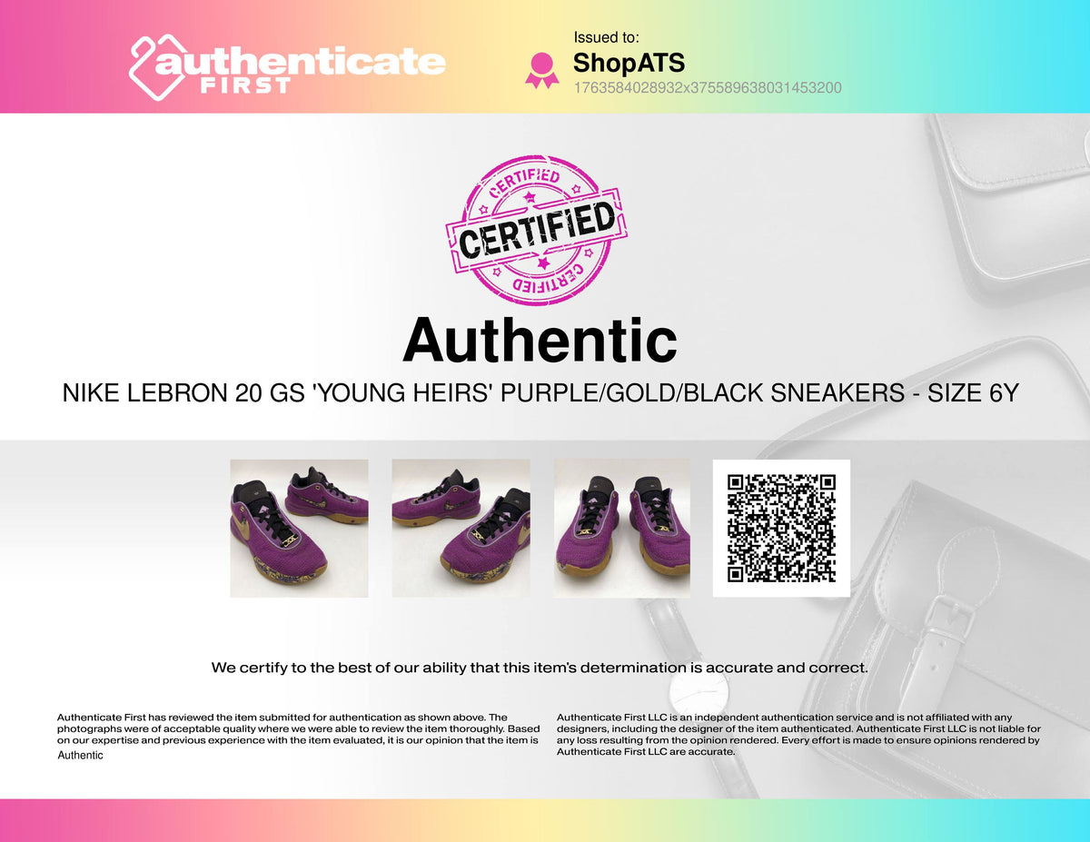 Nike Lebron 20 GS 'Young Heirs' Purple/Gold/Black Sneakers - Size 6Y (+COA)