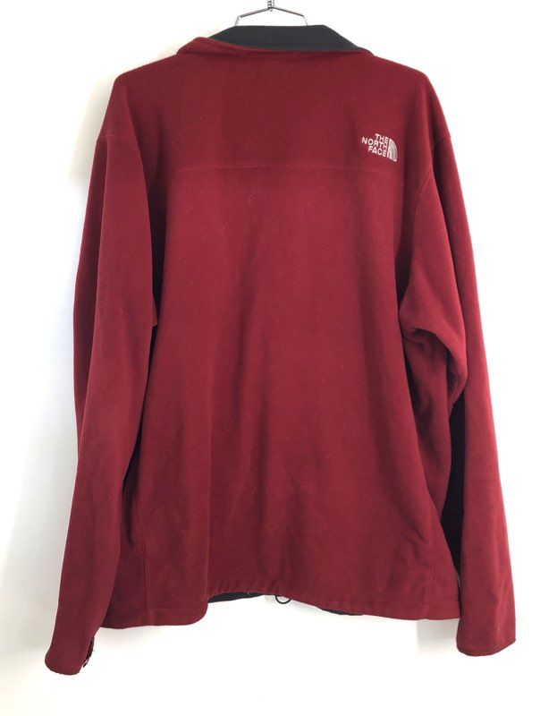 The North Face Men's Red Full Zip Fleece Jacket Embroidered Logo Size XL