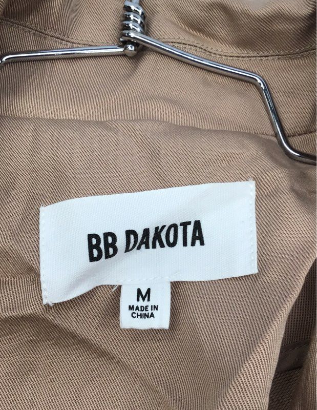 BB Dakota Women's Tan Draped Double Breasted Lyocell Cropped Jacket Sz M
