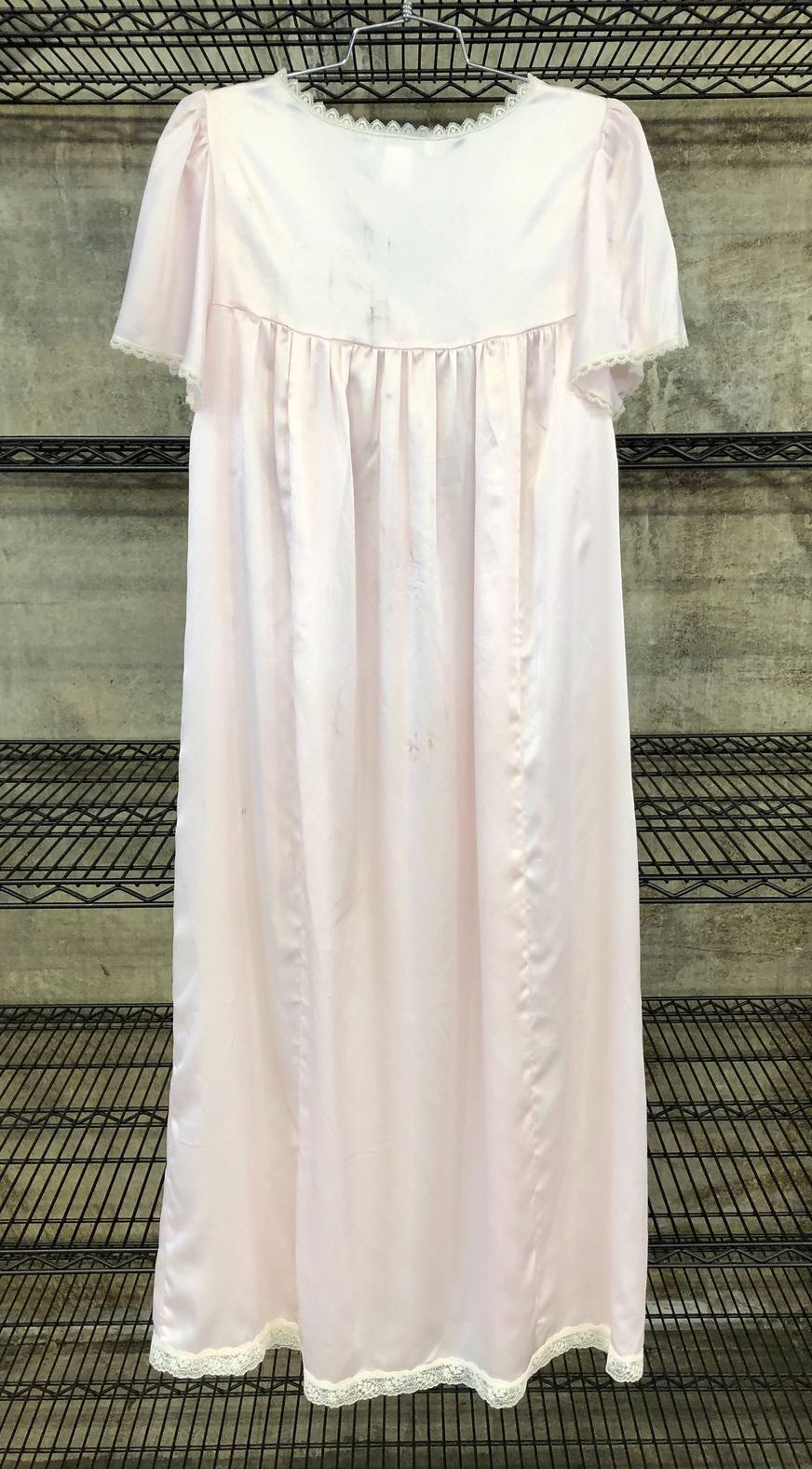 Vintage 90s Christian Dior Women's Pale Pink Lace Trim Nightgown Sz M