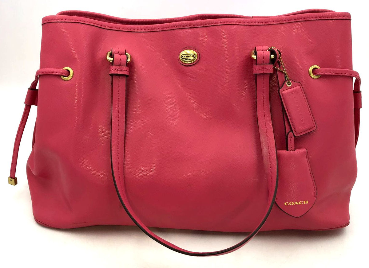 Coach F29362 'Peyton' Pink Leather Carryall Shoulder Bag w/ Gold Accents (+COA)
