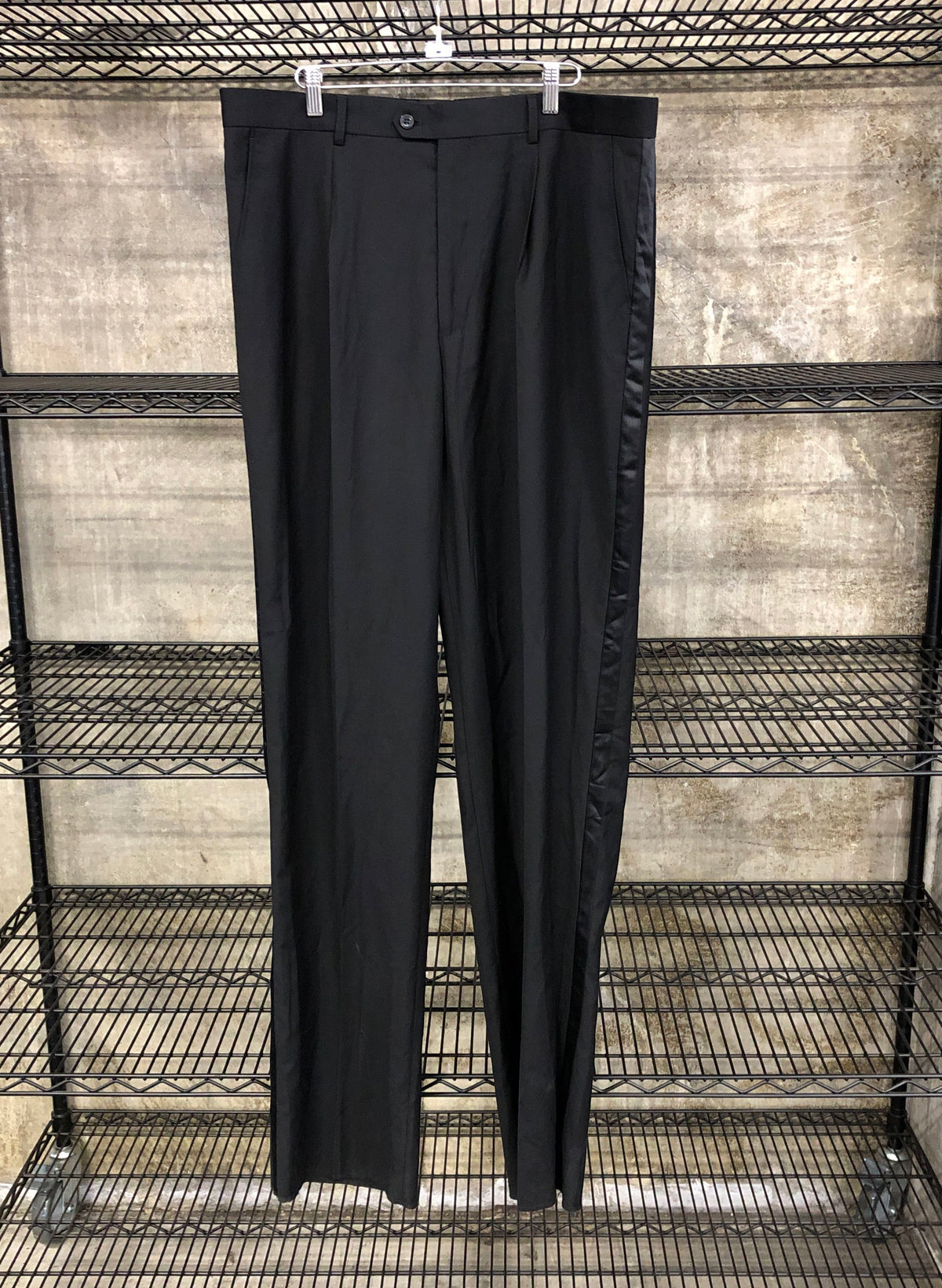 House of St. Benets Men's Black Satin Stripe Tuxedo Dress Trousers NWT 38W