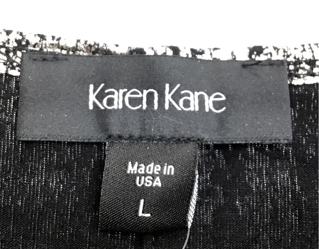 Karen Kane Women's Black Silver Metallic Ombre Holiday LS Dress Sz L NWT