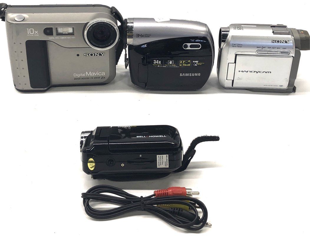 Sony Mavica & Handycam Camcorder Camera Lot Bell & Howell Samsung 4 Pieces