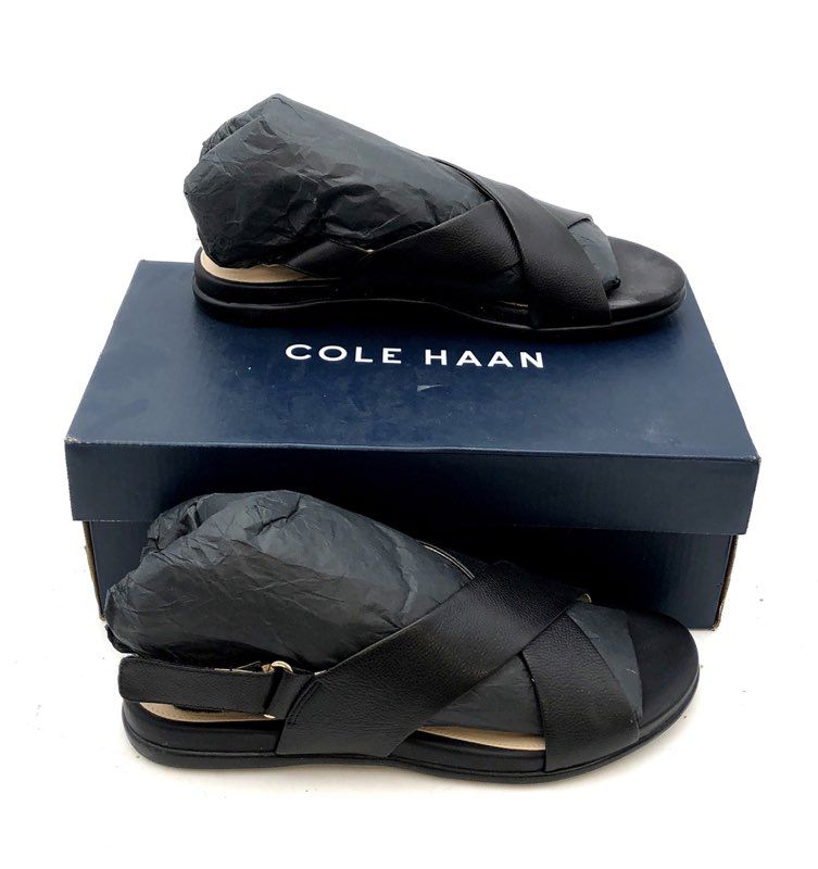 Cole Haan Anica Black Leather Cross Strap Slingback Sandals Women's Size 9B