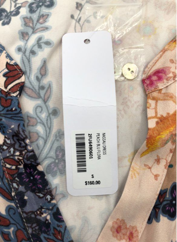Soft Surroundings Women's Nassau Shirtdress Peach Blue Floral Maxi S NWT