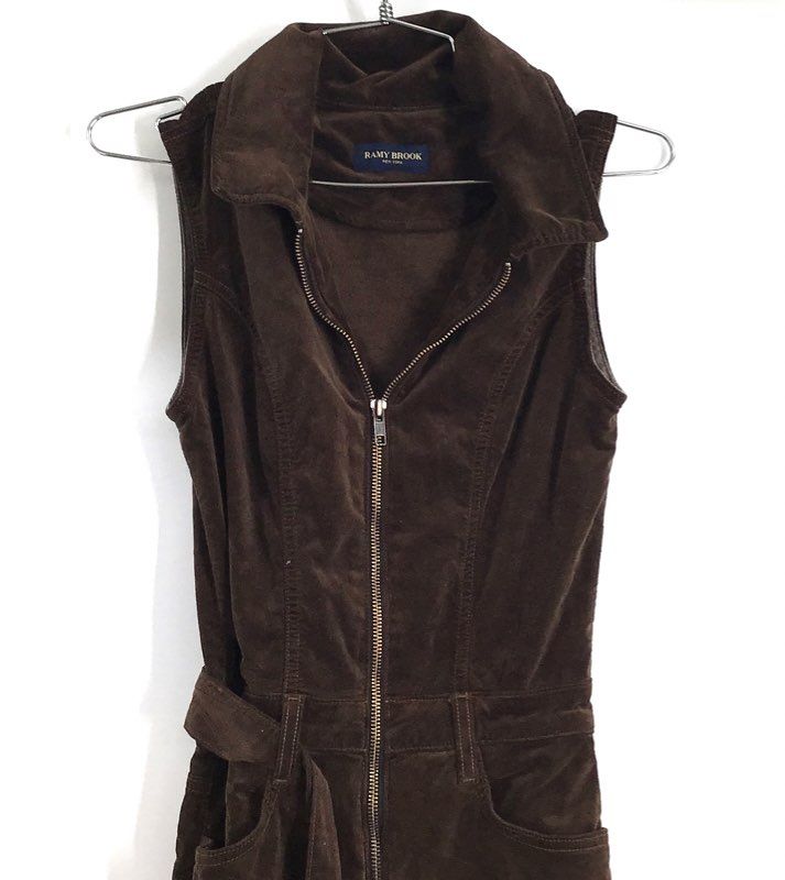 Ramy Brook Women's Velvet Jemma Jumpsuit Desert Brown Velveteen Denim NWT 24