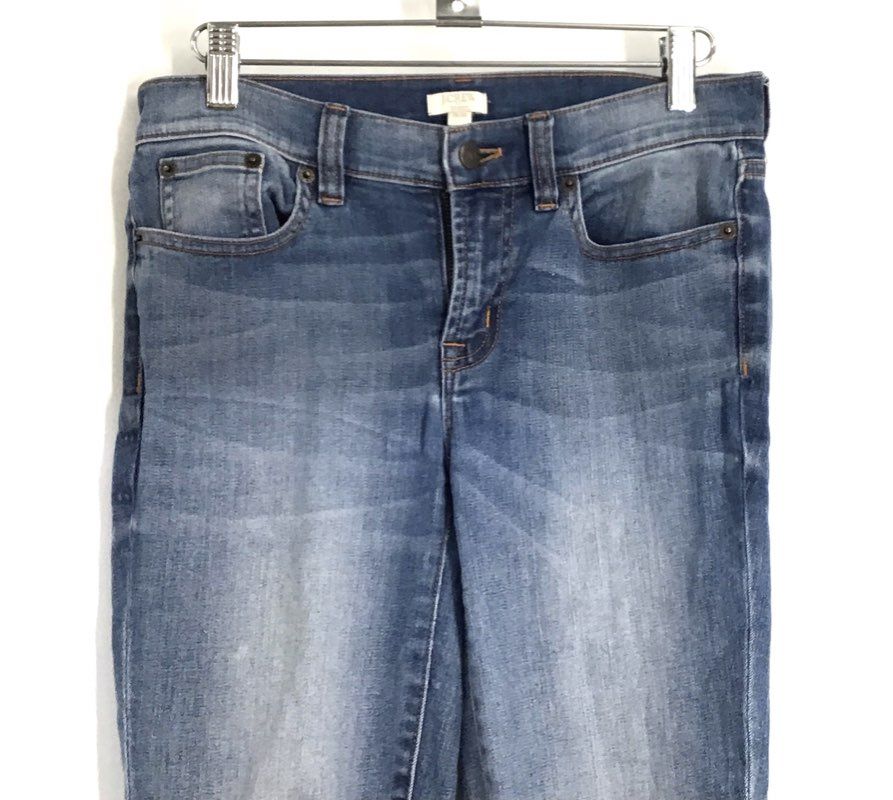 J.Crew Women's Blue Stretch Skinny Jeans Whiskered Light Wash Sz 26x30