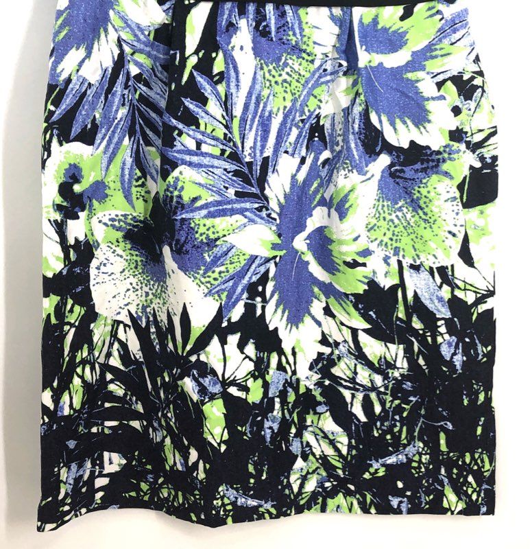 Nine West Women's Sleeveless V-Neck Sheath Dress Multicolor Floral Tropical Sz 8