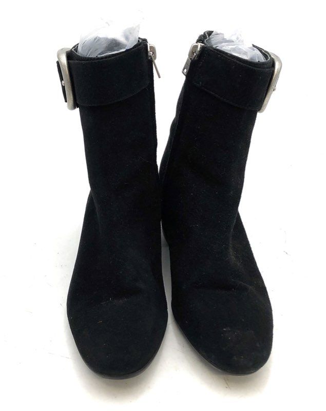 Coach Cassandra Black Suede Ankle Bootie Buckle Boots Size 5B