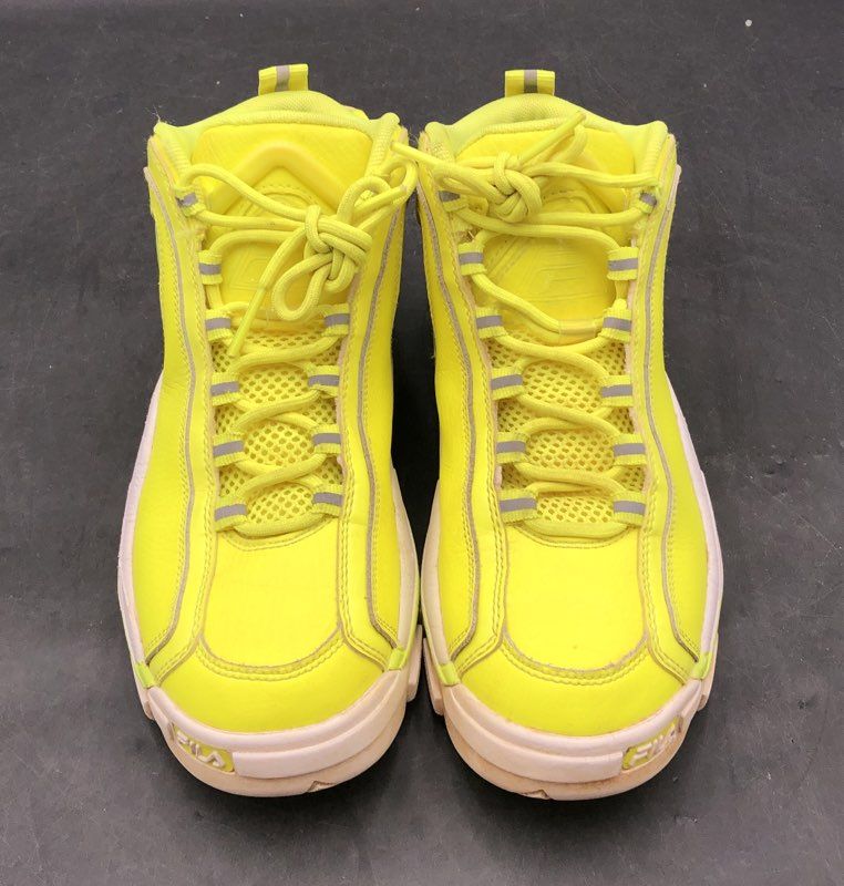 Fila Grant Hill 2 Neon Yellow White High Top Sneakers Size 5.5