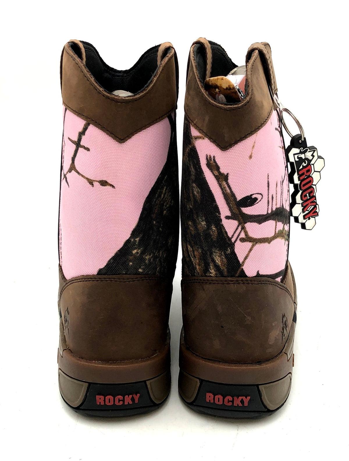 Rocky Kid's 8" Hunting Brown Pink Camo Leather Boots RKYS038 Size 5.5