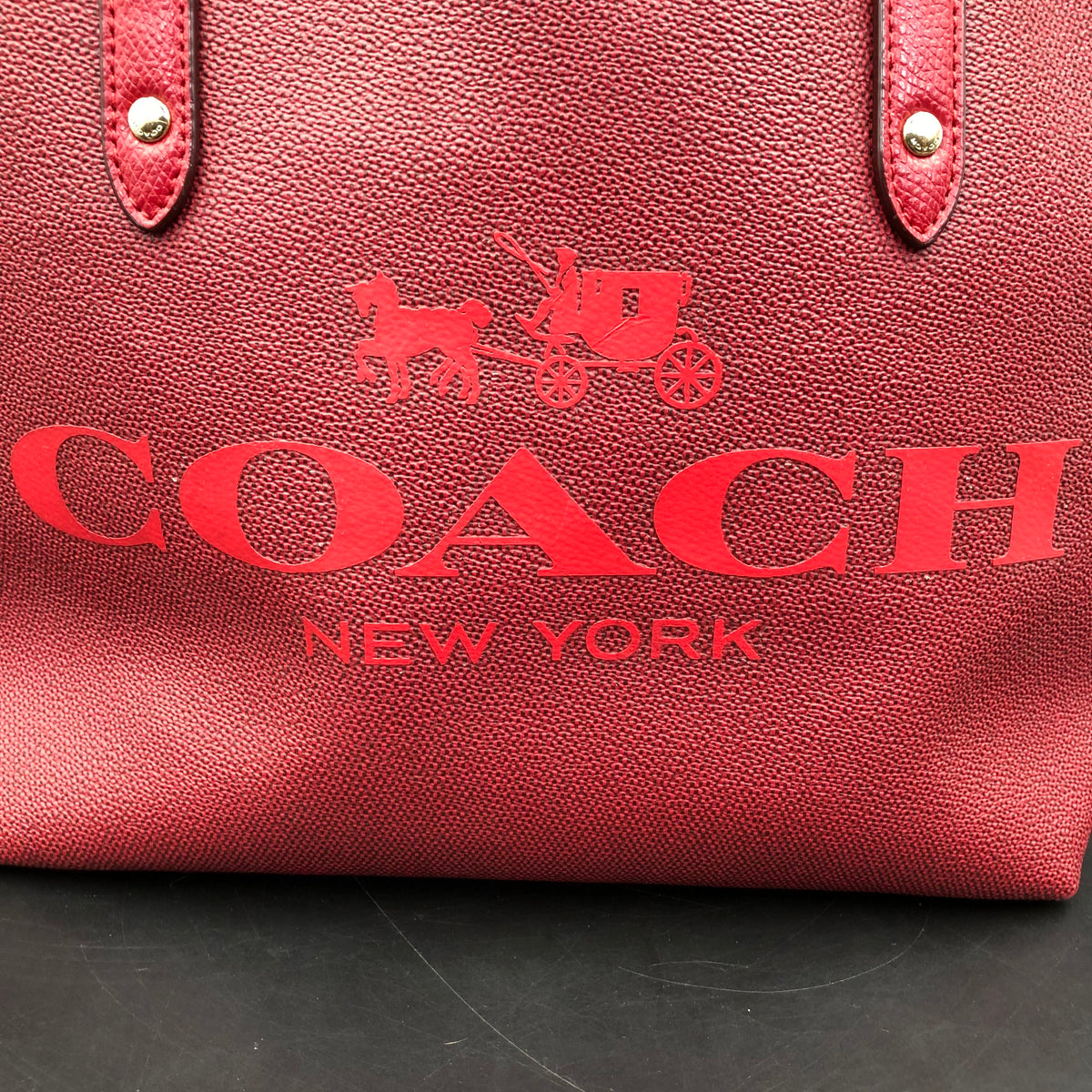 Coach Red Leather 'New York Maggie' Tote Bag (+COA)