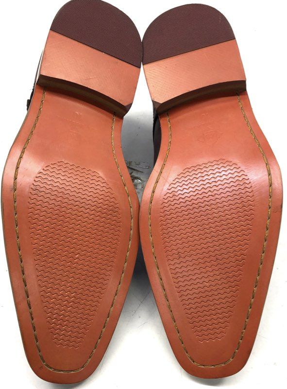La Milano Men's Burgundy Burnished Double Monk Strap Brogue Dress Shoes Size 10
