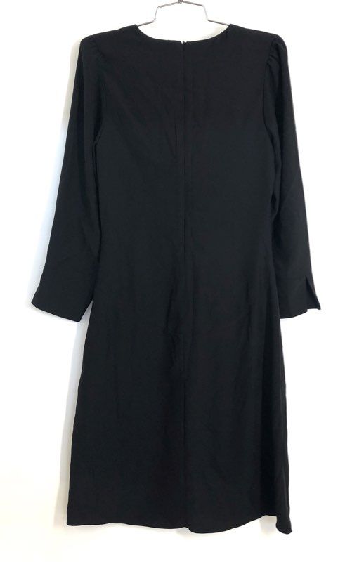 Banana Republic Women's Black Ruched V-Neck Long Sleeve Midi Dress Sz 4 NWT