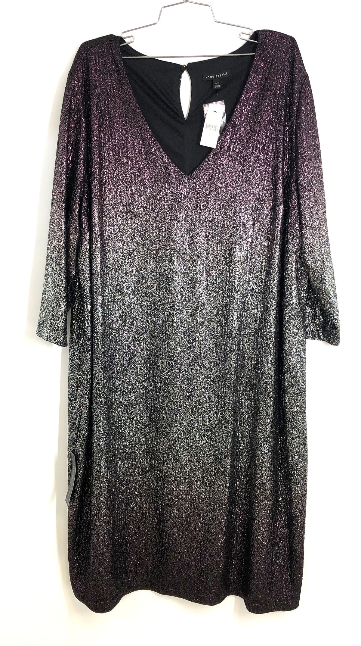 Lane Bryant Women's Purple Silver Ombre Metallic Sparkle Dress Sz 26/28 NWT
