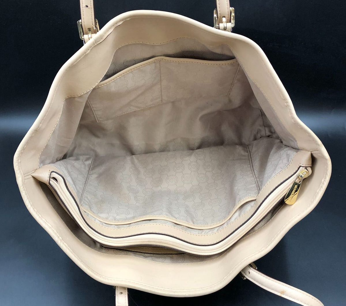 Michael Kors Cream White/Brown Signature Zebra Print Tote w/ Leather Trim (+COA)