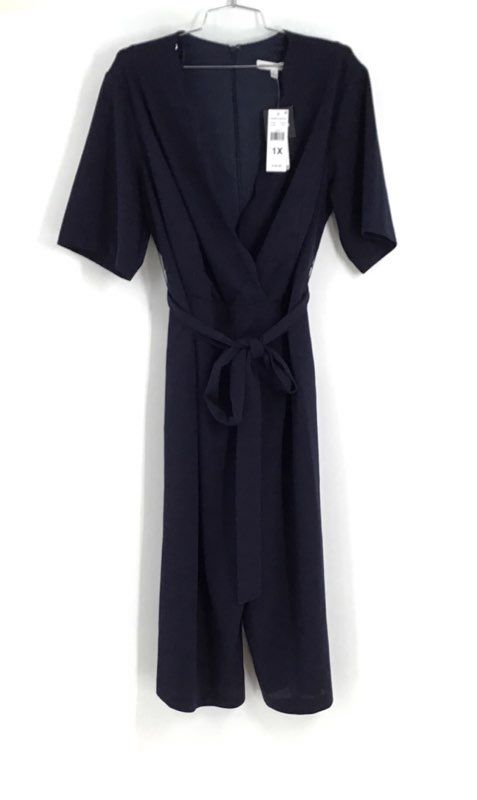 NWT Sandra Darren Women&#39;s Navy Blue Jumpsuit One-Piece - Size 1X