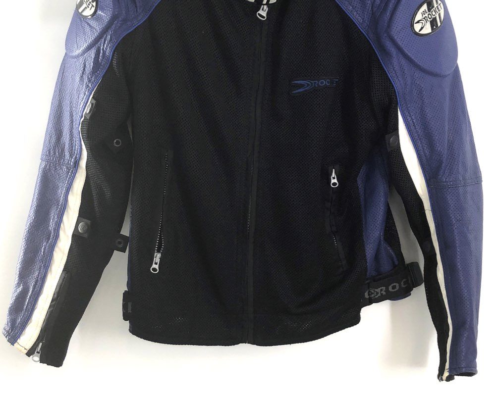 Joe Rocket Men's Black Blue Perforated Leather Mesh Motorcycle Jacket M