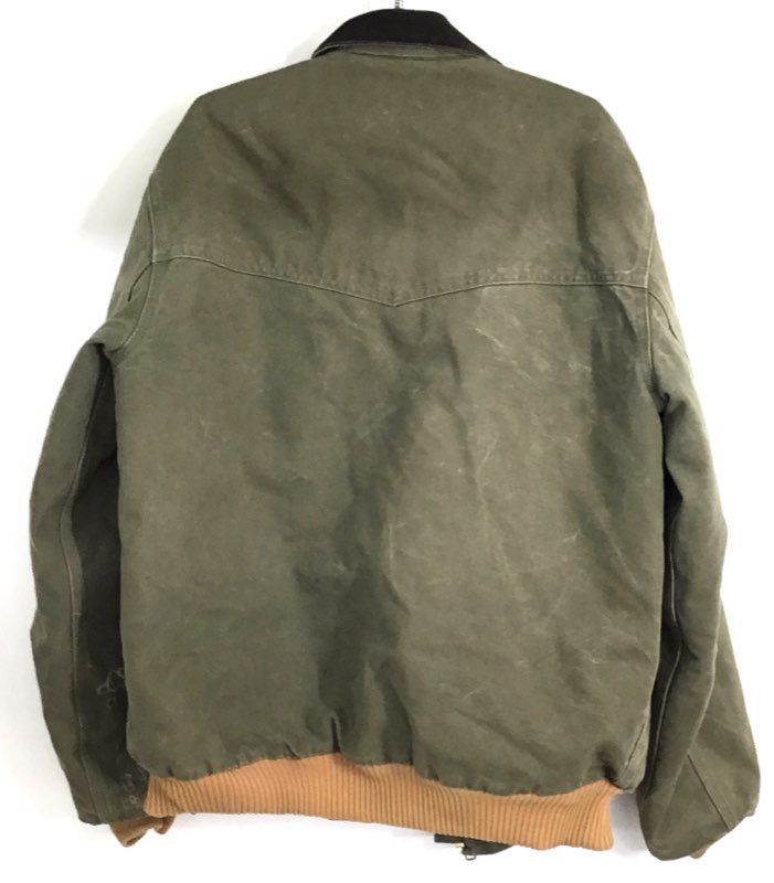 Carhartt Men's Santa Fe Jacket Loden Green Quilt Lined Canvas Distressed Sz LT