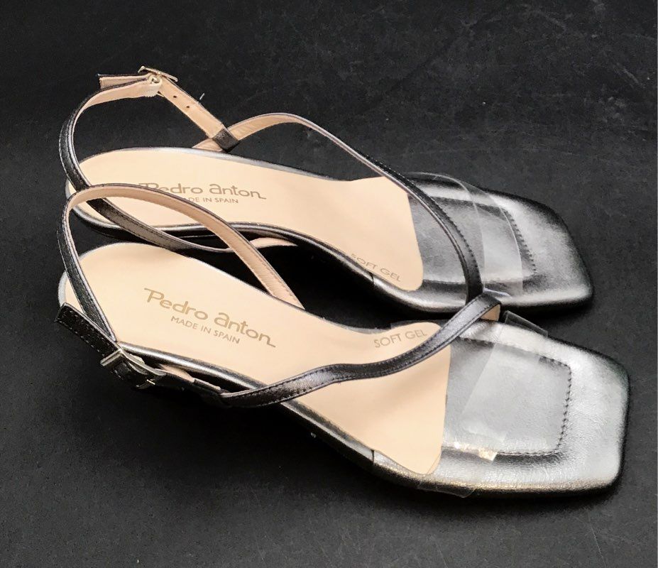 New Pedro Anton Women's Silver Slingback Heels - Size 39