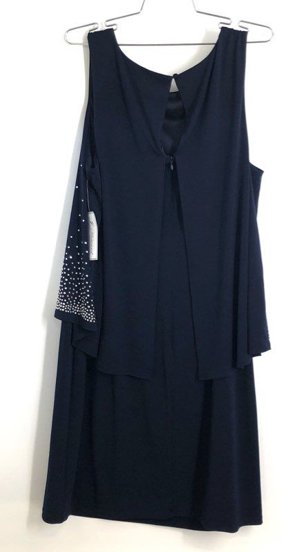 J. Howard Women's Navy Blue Rhinestone Tiered Dress BK7M9399 NWT Sz 16
