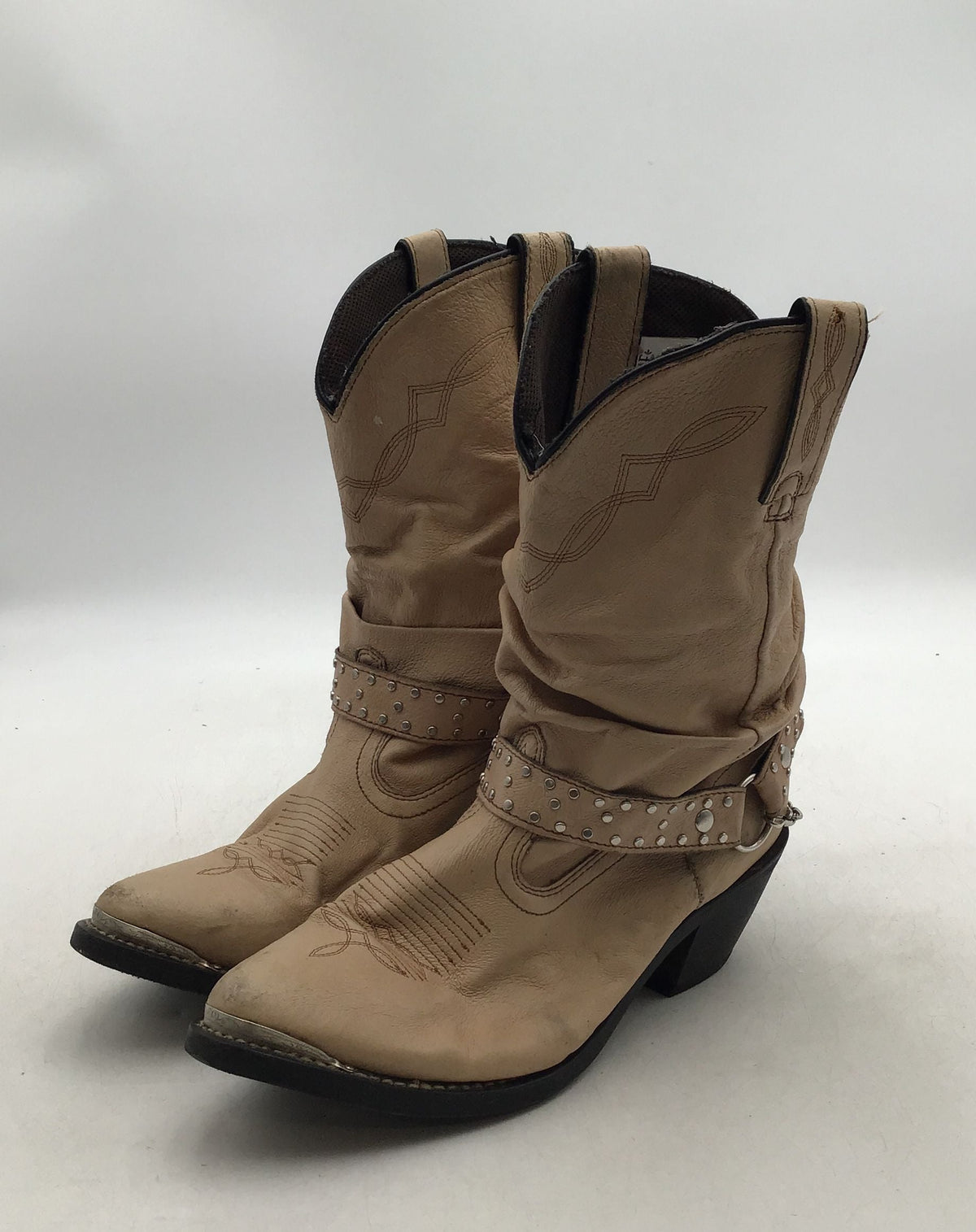 Shyanne Women&#39;s Tanya SH1131A Tan Slouchy Harness Western Boots - Size 9