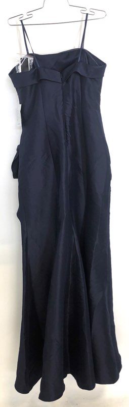 Xscape Women's Navy Blue Ruffle Side Flounce Evening Gown Dress NWT Size 12