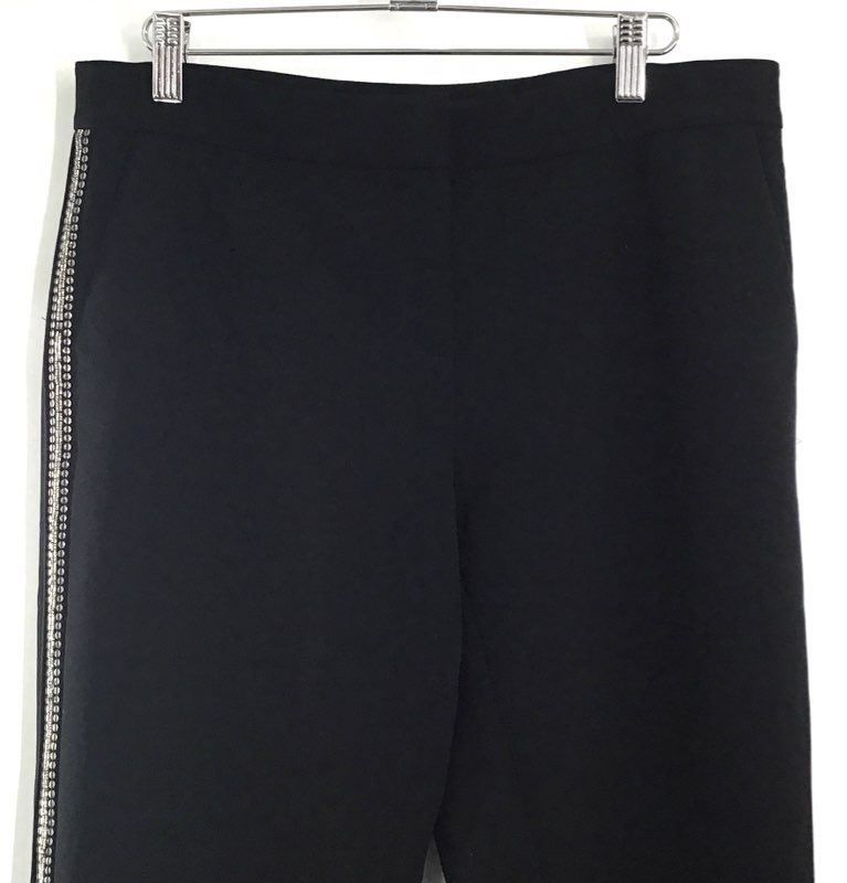 Lafayette 148 New York Women's Black Manhattan Beaded Side Stripe Pants Size 6