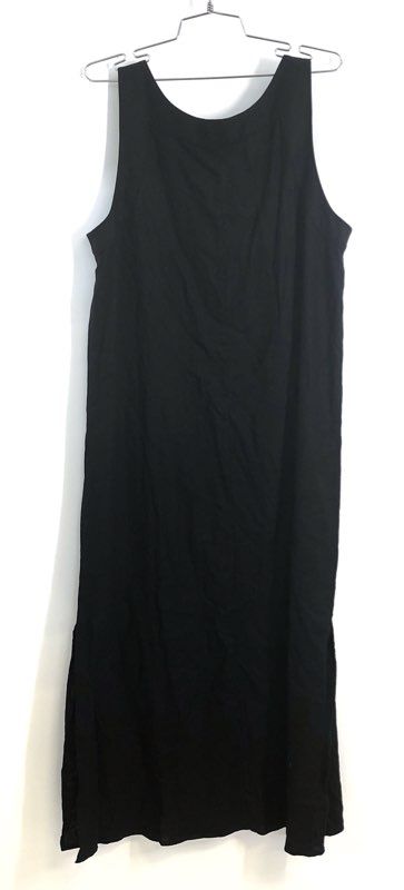 DKNY Women's Black Linen Blend Sleeveless V-Neck Maxi Dress Size M NWT