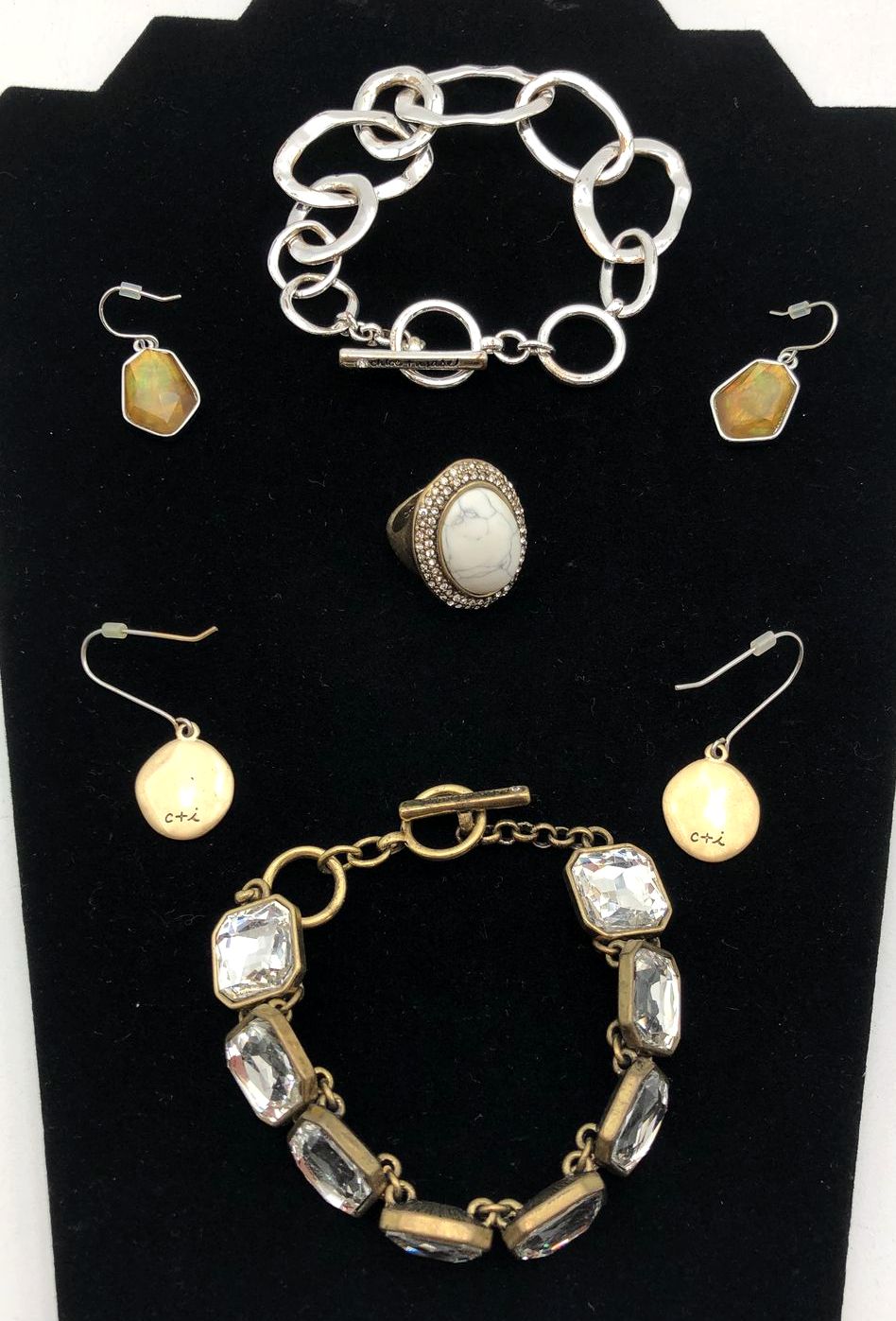 Chloe & Isabel Costume Jewelry Lot of 5 Signed Bracelets Ring Drop Earrings
