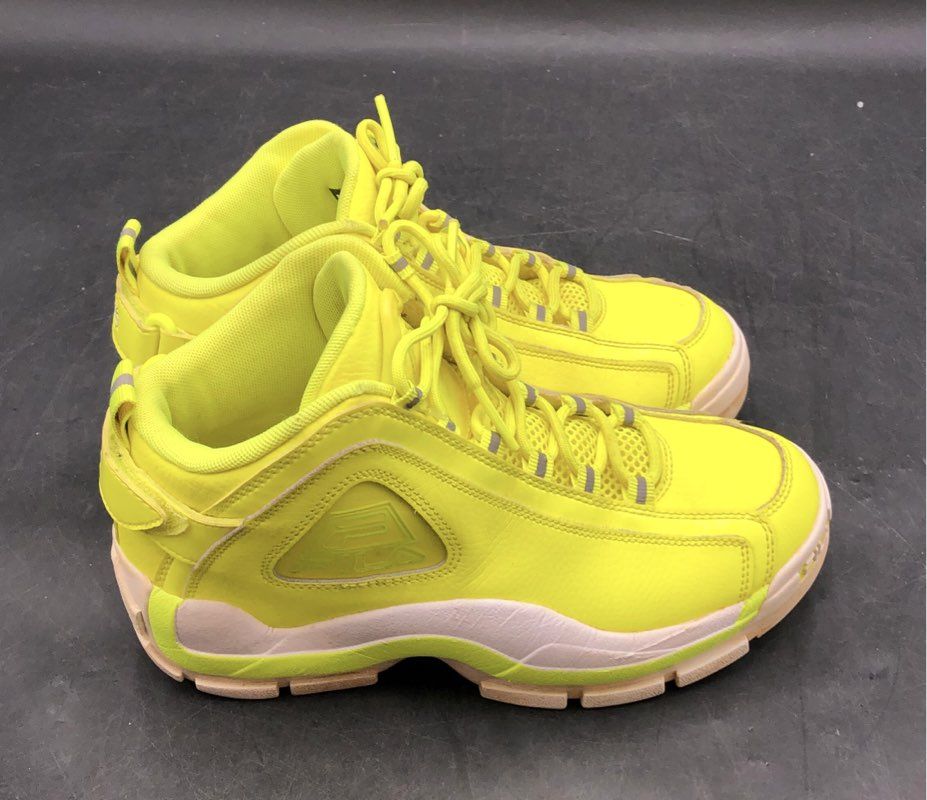 Fila Grant Hill 2 Neon Yellow White High Top Sneakers Size 5.5