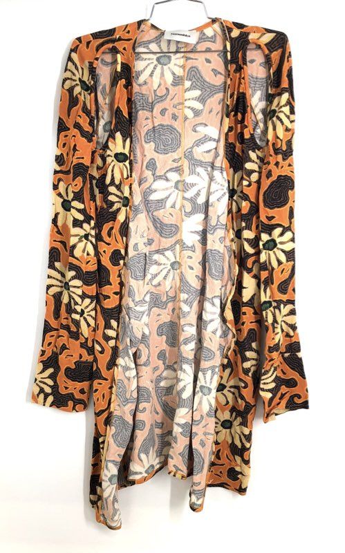 Nanushka Women's Orange Dovera Floral Print Crepe Wrap Dress Sz S NWT