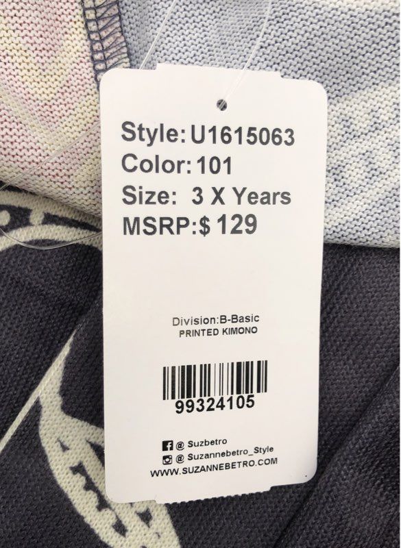 NWT Simple Women's Multicolor Floral Kimono Jacket - Size 3X