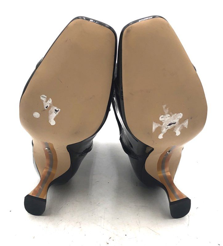 Sam Edelman Livia Black Patent Cap Toe Ankle Booties Kitten Heel Size 10