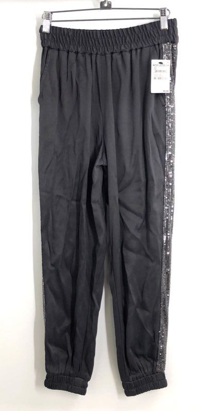 Halogen Women's Gray Forged Sequin Side Stripe Jogger Pants NWT Sz XSP