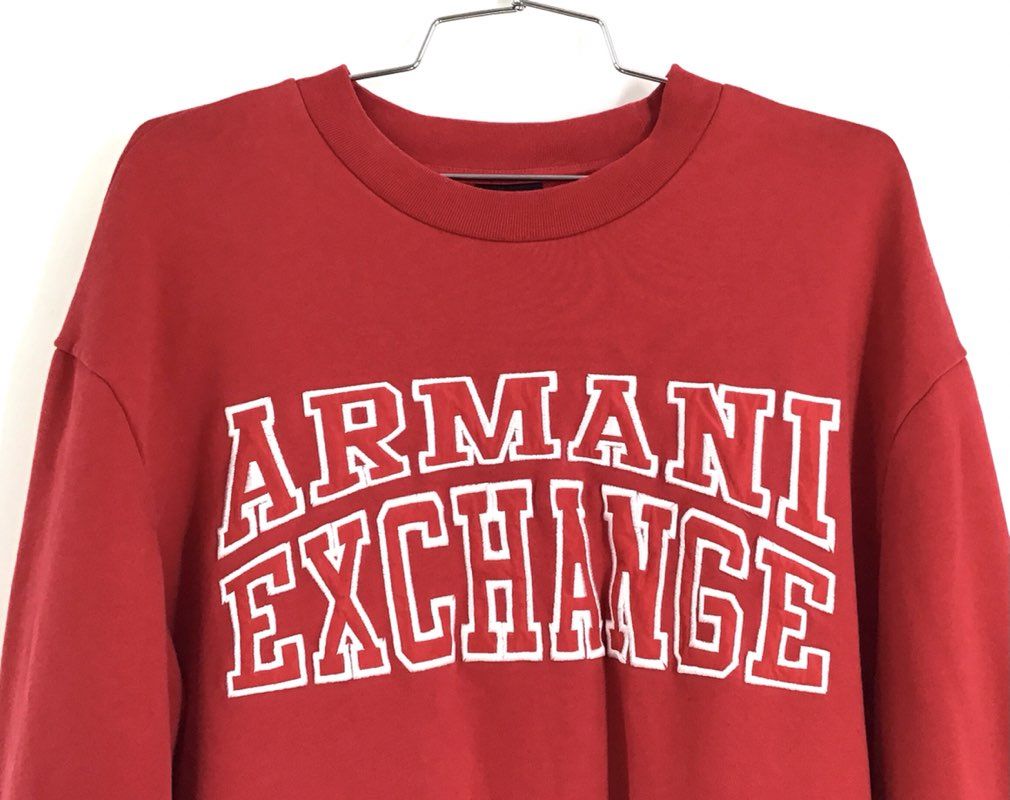 Armani Exchange Women&#39;s Red Crew Neck Sweatshirt - Size Large