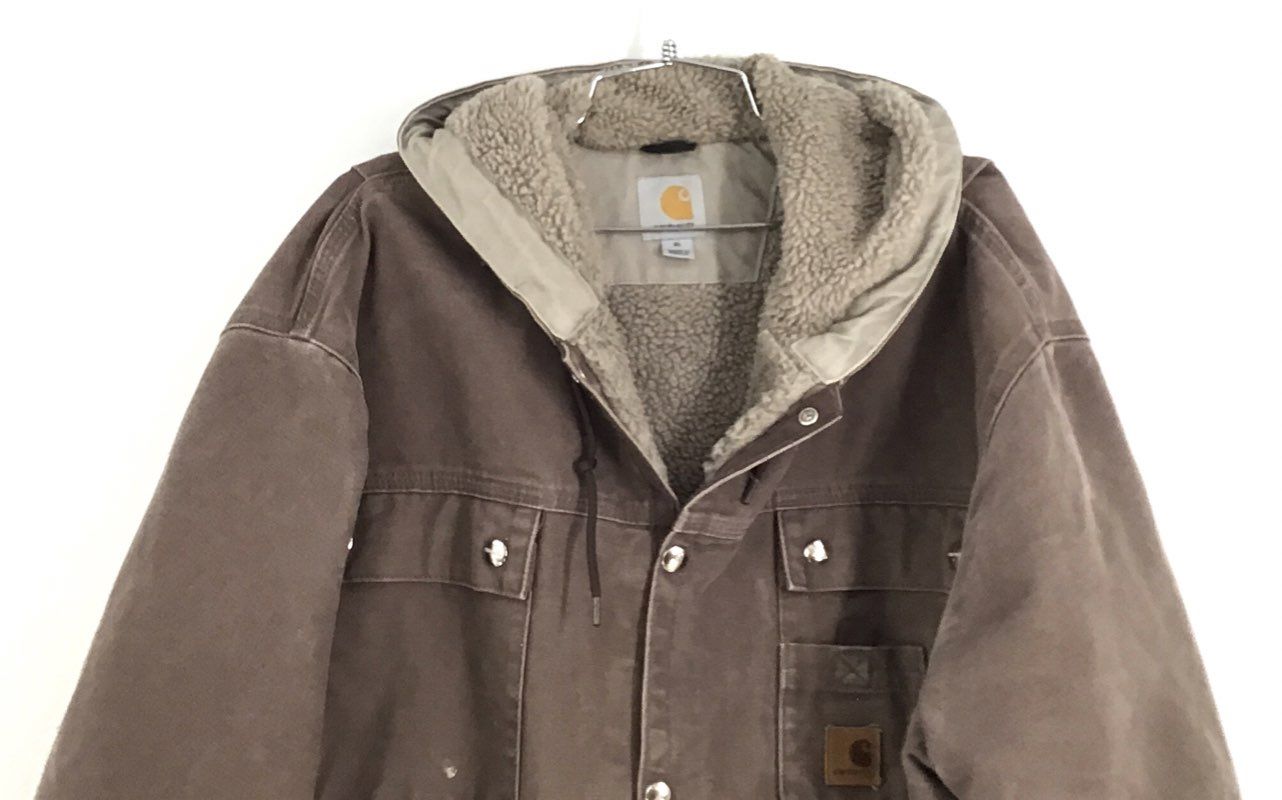 Y2K buy 2000s Faded Brown Carhartt Sherpa Lined Workwear Jacket