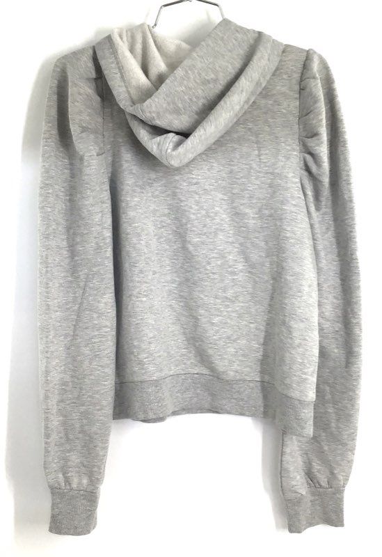 Maeve Women's Heather Gray Eyelet Heart Puffed Sleeve Hoodie NWT Sz S