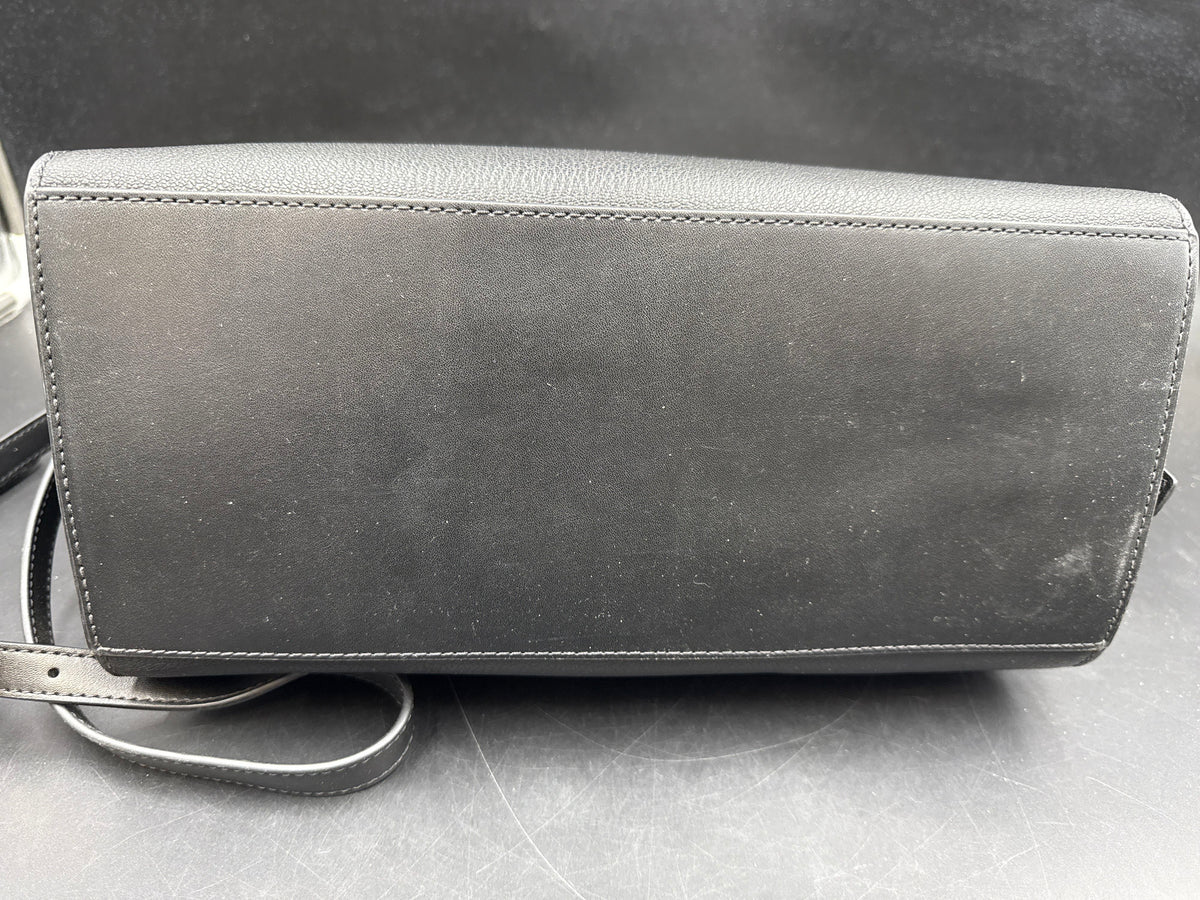 Michael Kors Black Avril Leather & Suede Satchel Crossbody Bag Gold Hardware COA