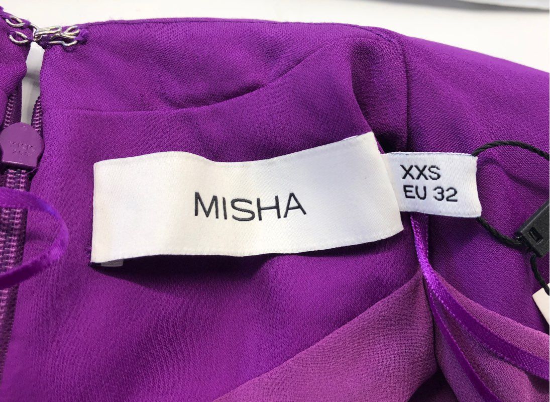 MISHA Women's Giovanna Mini Dress Prism Violet Purple Wrap Ruffle NWT Sz XXS