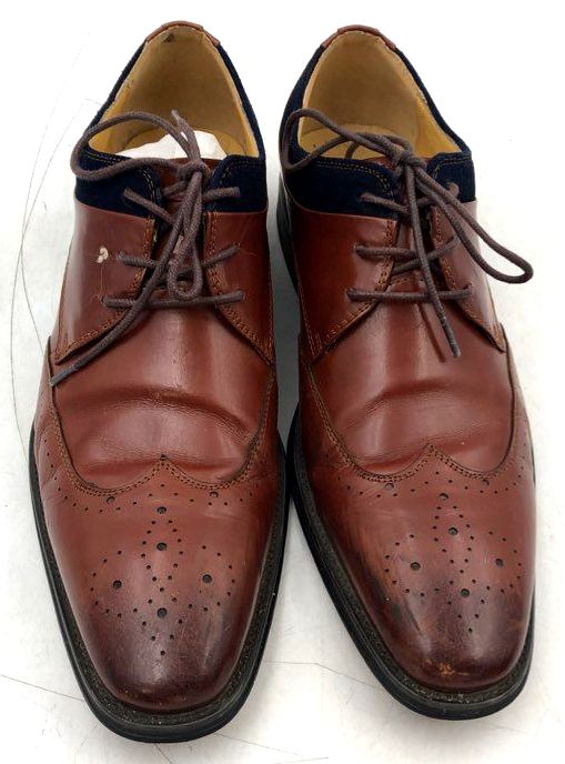 Stacy Adams Tinsley 25314 Cognac Blue Wingtip Oxford Dress Shoes Size 9.5