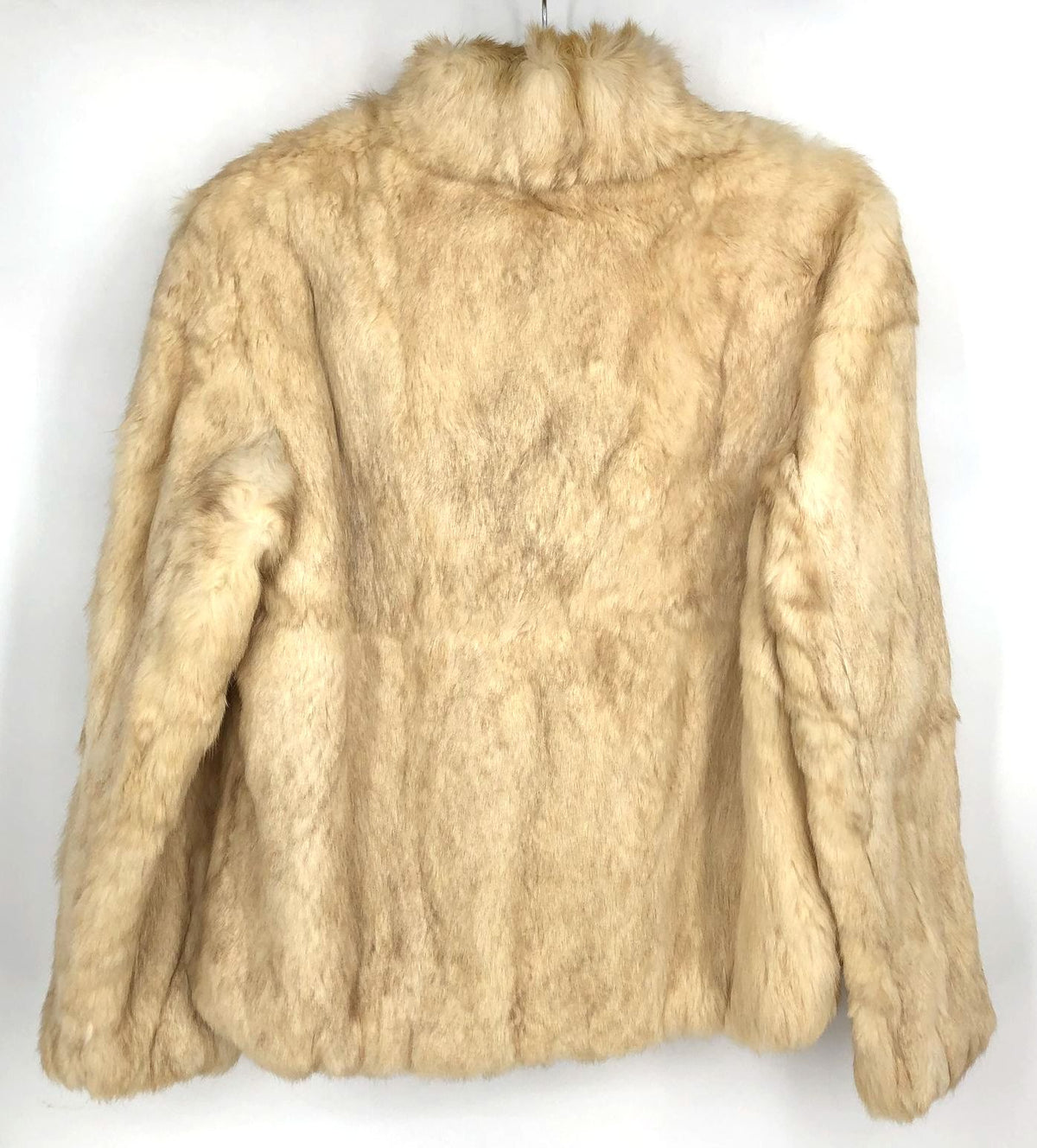 Vintage Split End Ltd. Designer Cream/Tan Genuine Rabbit Fur Full-Zip Coat