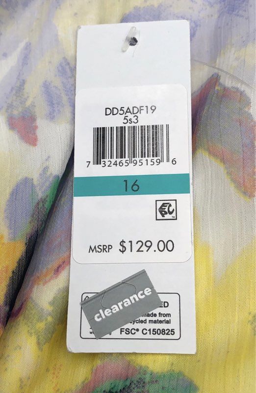 DKNY Women's Multicolor Floral Long Sleeve Belted Tiered Midi Dress NWT Sz 16