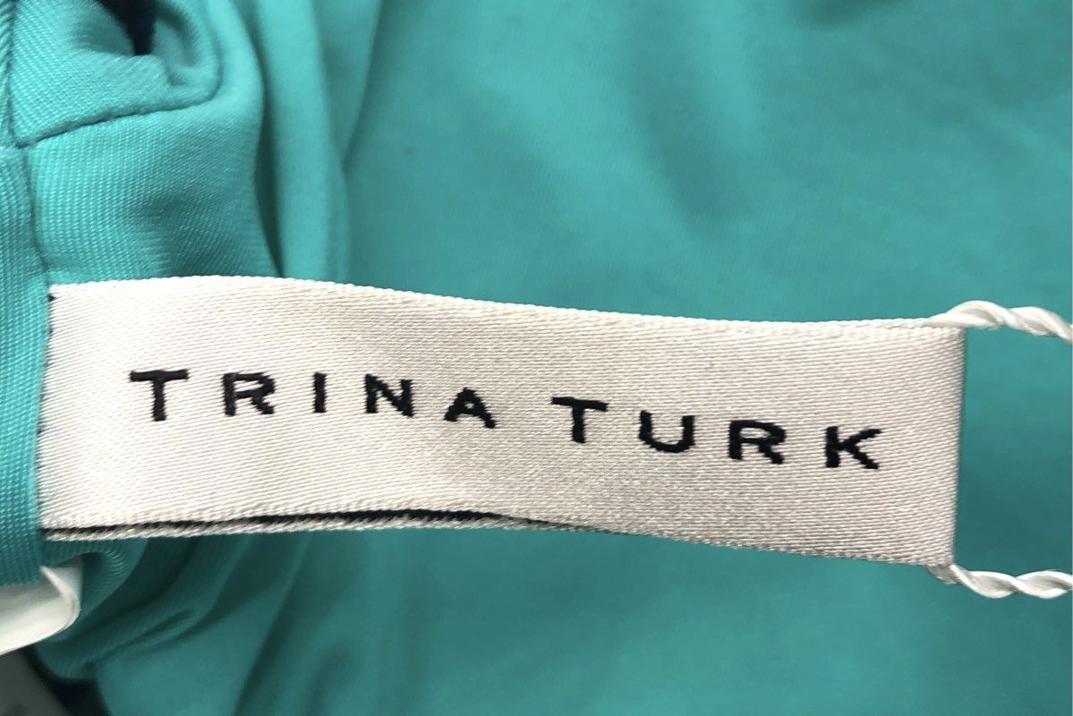 Trina Turk Women's Navy Multi Alana Off Shoulder Ruffle Bikini Top Sz 4 NWT
