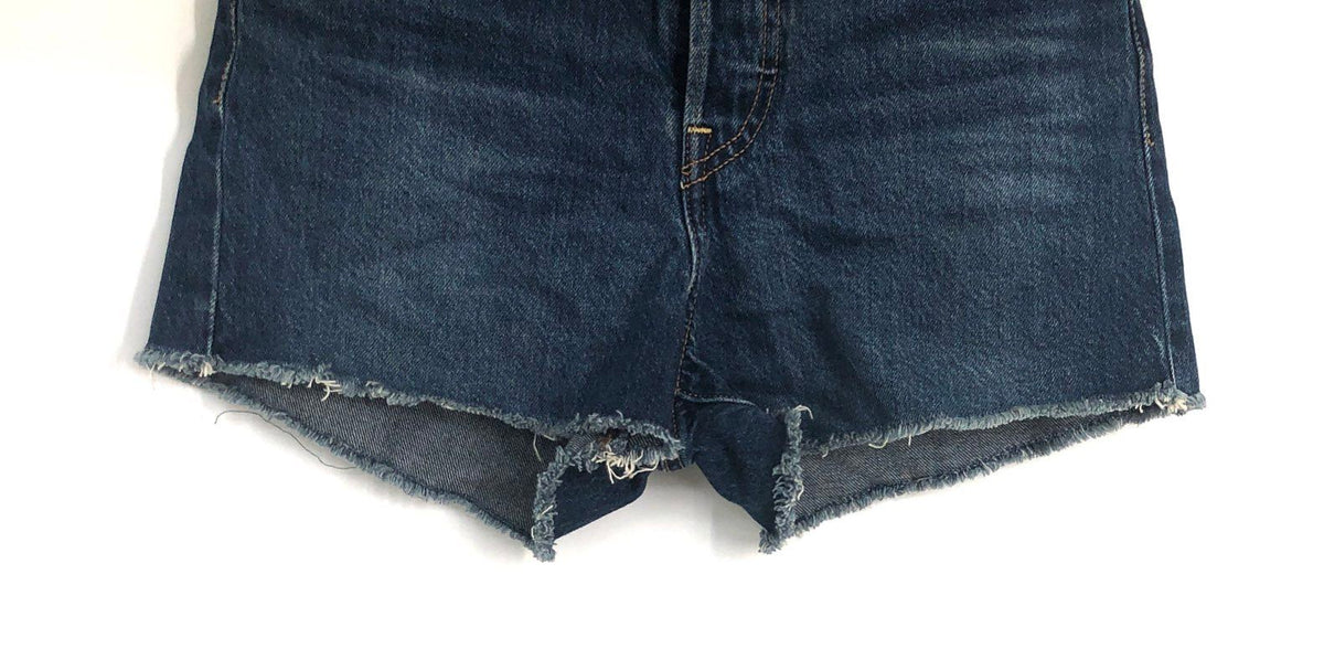 Levi's Women's Ribcage Shorts Dark Wash Blue High Rise Cutoff Denim NWT Sz 27